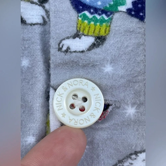 Nick & Nora Pajama PJ Set Polar Bears Fleece Button Front Long Sleeve large - Picture 5 of 14